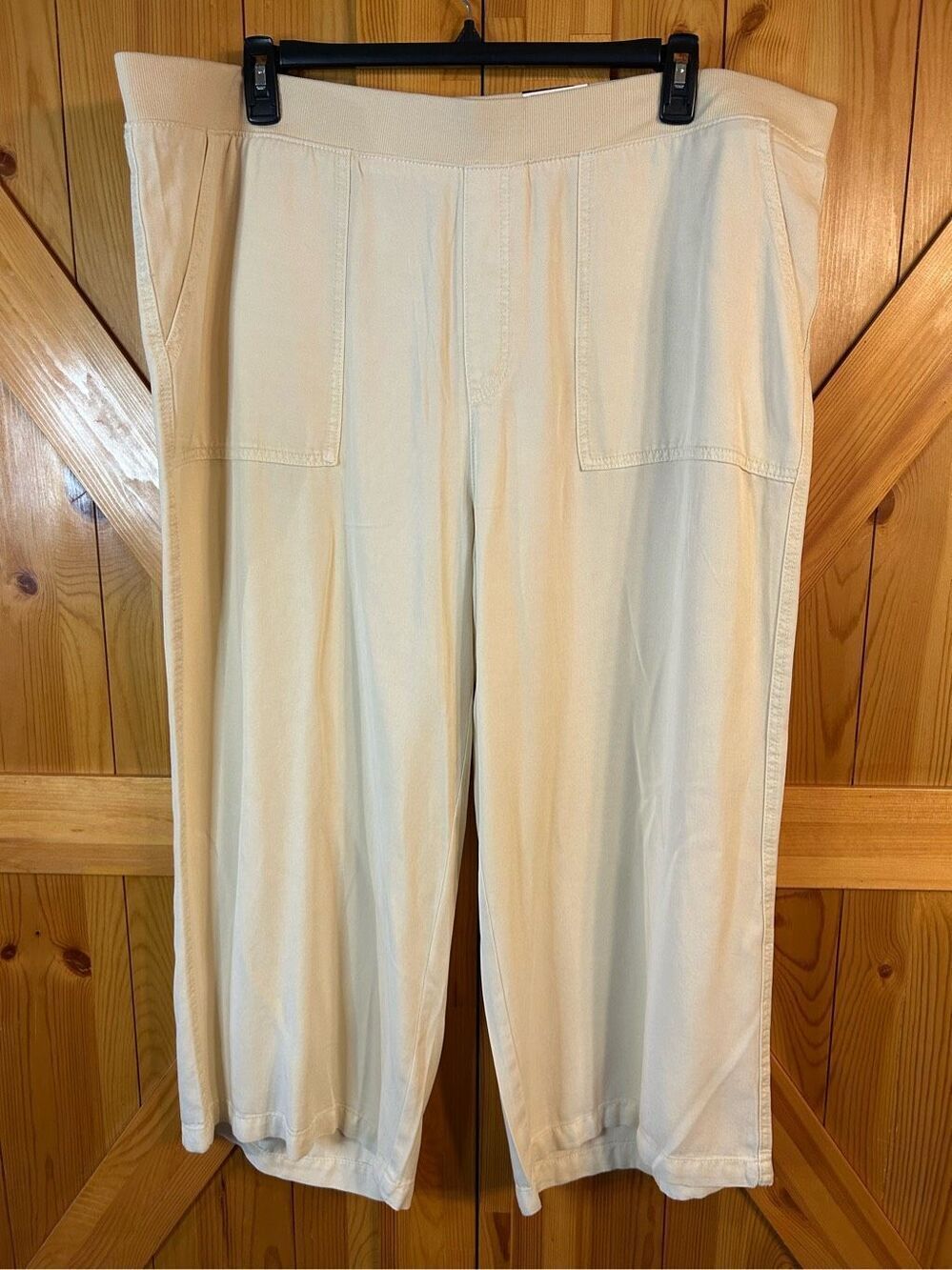 St. John's Bay Wide Leg High Rise Plus Crop 2X nwt Birch (0192)
